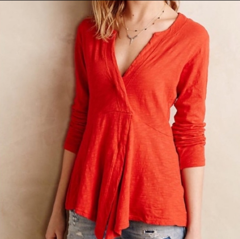 Left of Center long sleeve cotton blouse size small.
